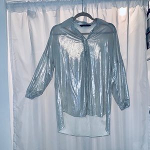 Long Sleeve Silver Blouse